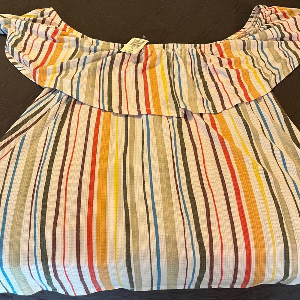 torrid Multicolor Striped Off-Shoulder Crop Top - Picture 5 of 7